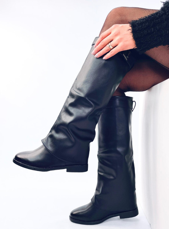 Černé kozačky s dvojitým svrškem