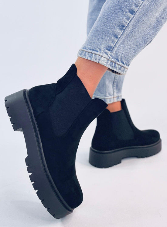 Dámské semišové chelsea boty černé