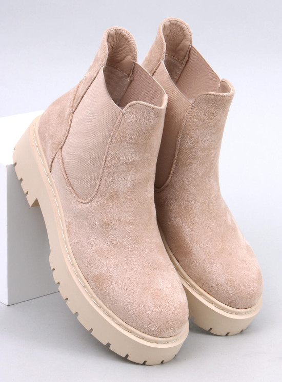 Dámské semišové chelsea boty béžové
