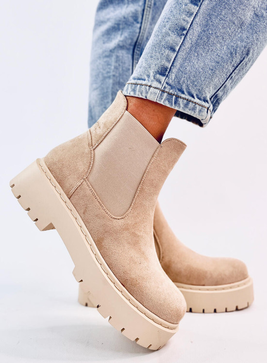 Dámské semišové chelsea boty béžové