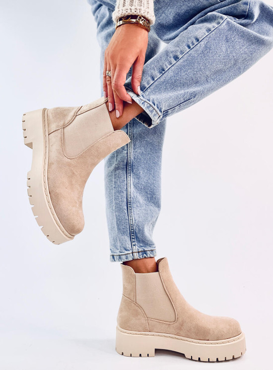 Dámské semišové chelsea boty béžové