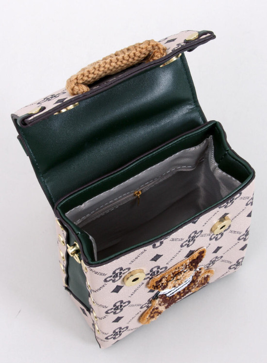 Kabelka - kufřík TEDDY béžová/zelená