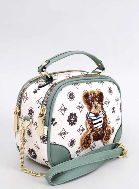 Kufříková kabelka s medvídkem béžová/zelená