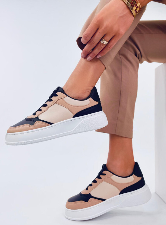 Tenisky s vysokou podrážkou béžová/černá