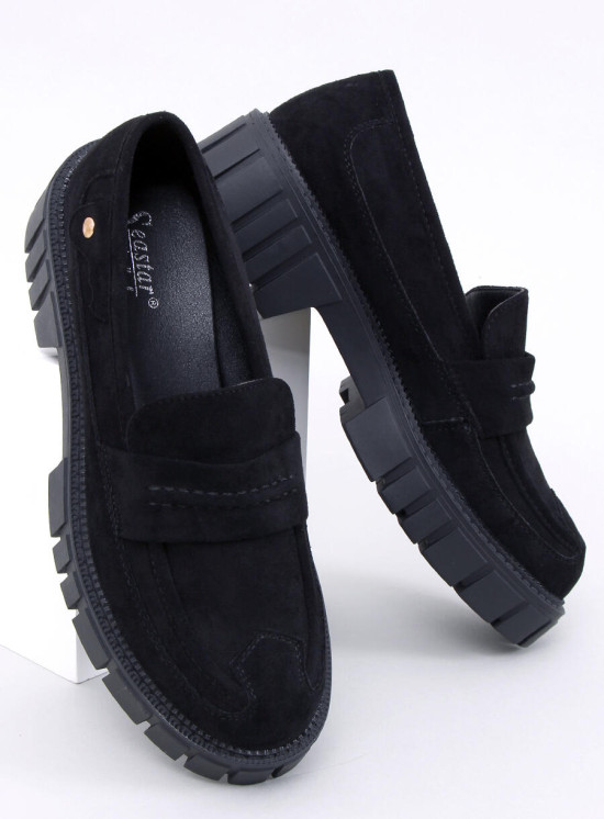 Černé semišové mokasíny na platformě