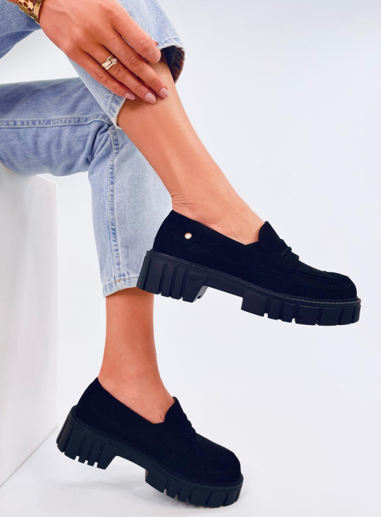 Černé semišové mokasíny na platformě