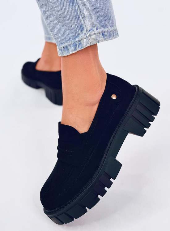 Černé semišové mokasíny na platformě