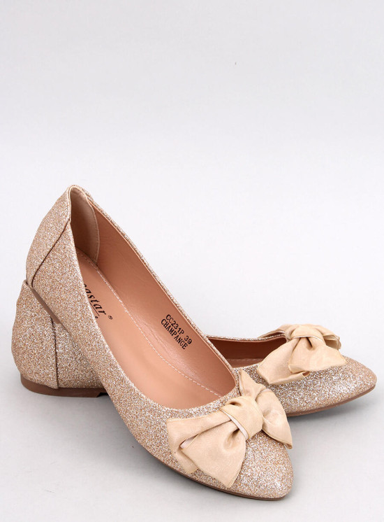 Třpytivé baleríny s mašlí zlaté