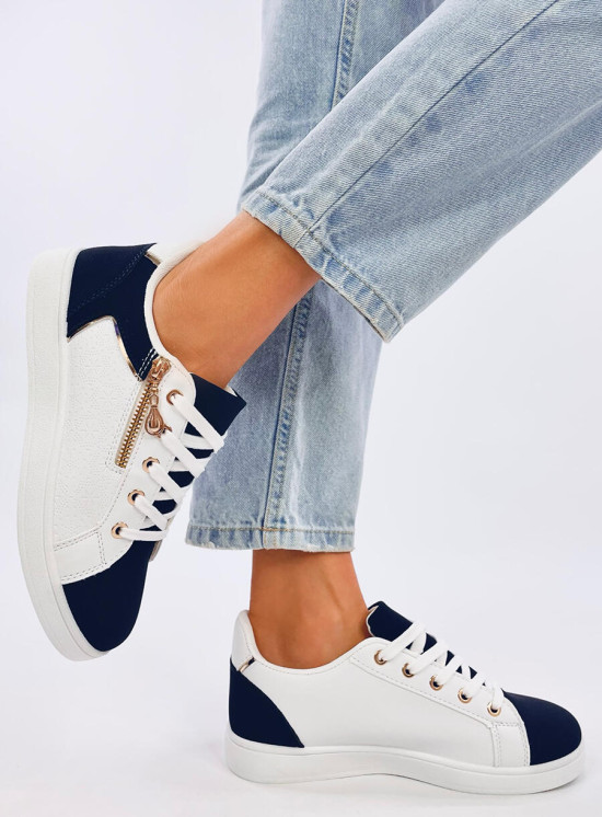 Dámské tenisky se zipem bílá/námořnická modrá
