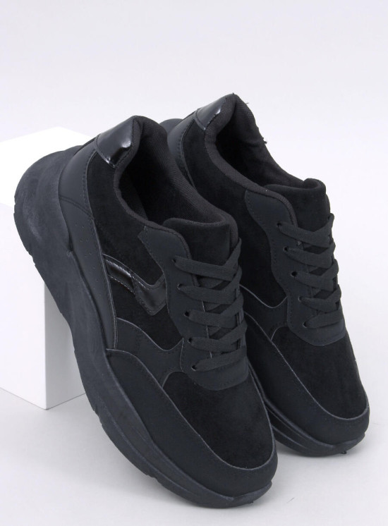 Černé tenisky na platformě ekokůže/semiš