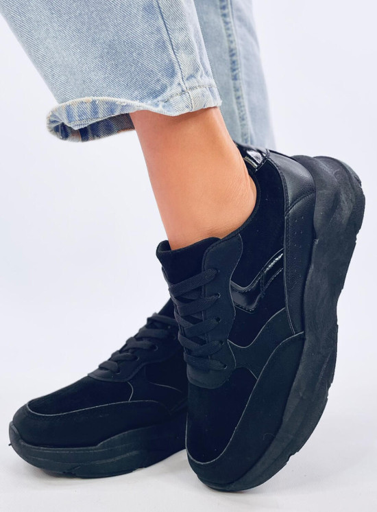 Černé tenisky na platformě ekokůže/semiš