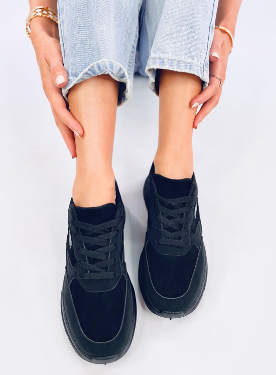 Černé tenisky na platformě ekokůže/semiš