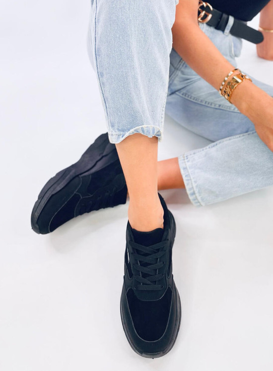 Černé tenisky na platformě ekokůže/semiš