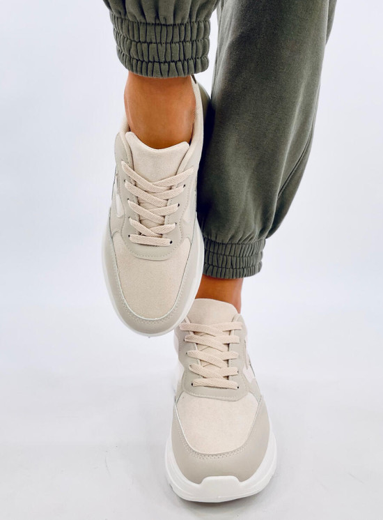 Ecru tenisky na platformě ekokůže/semiš