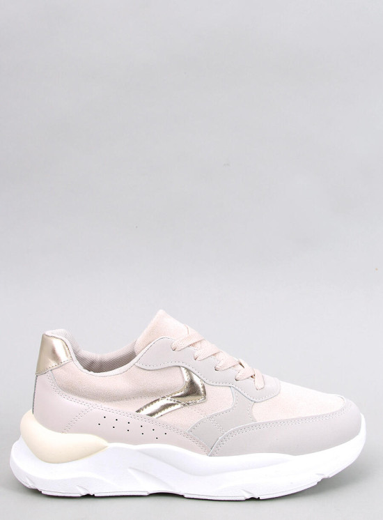 Ecru tenisky na platformě ekokůže/semiš