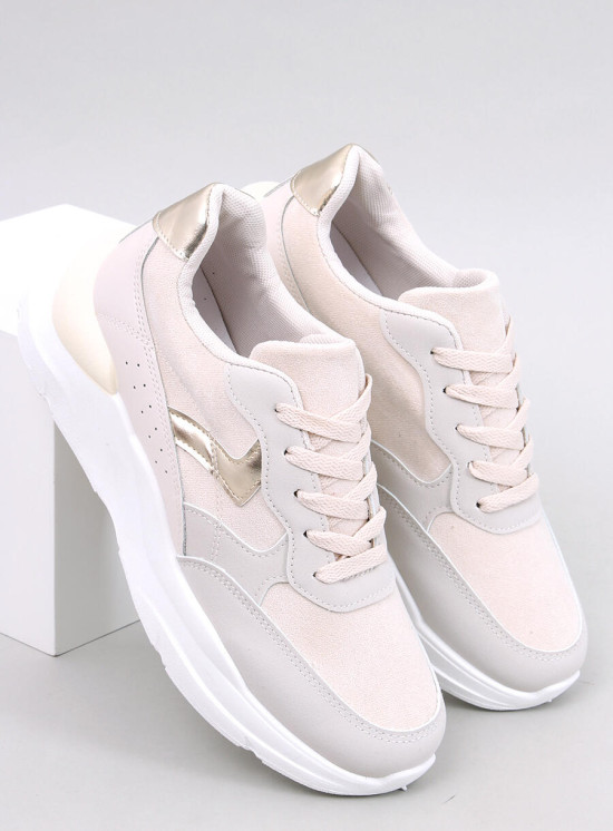 Ecru tenisky na platformě ekokůže/semiš