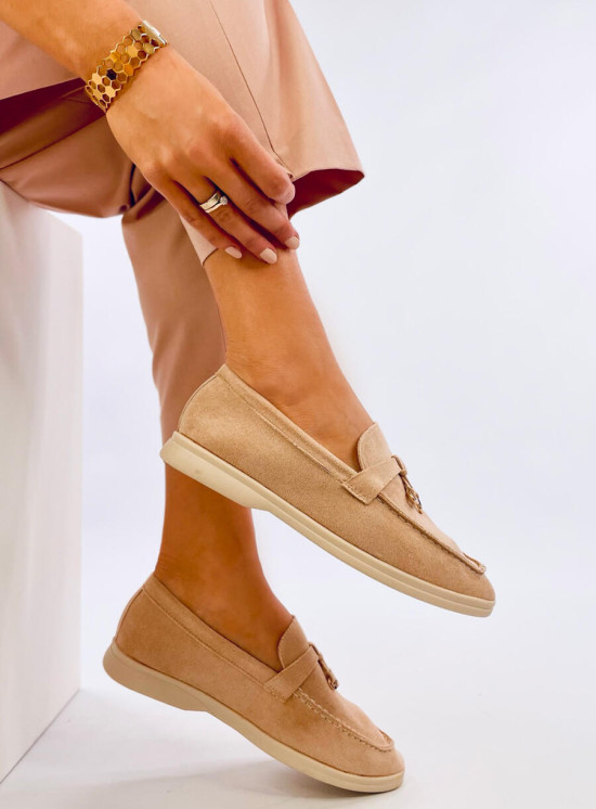 Měkké semišové mokasiny béžové
