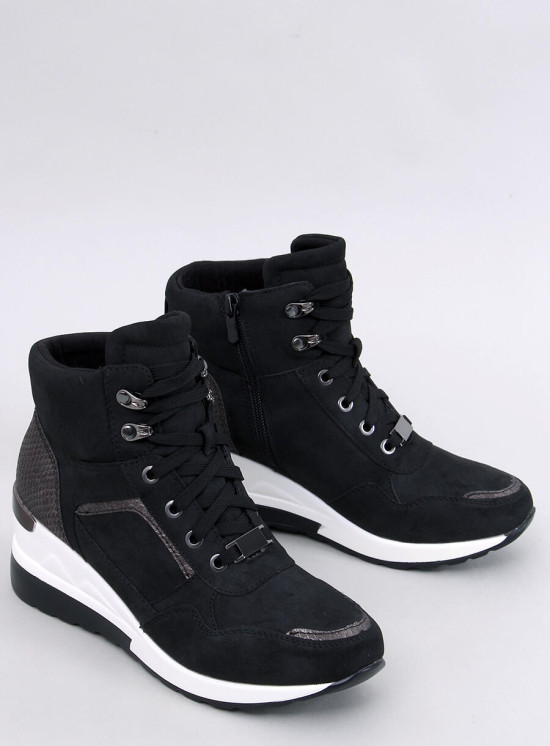 Dámské tenisky na klínovém podpatku černé