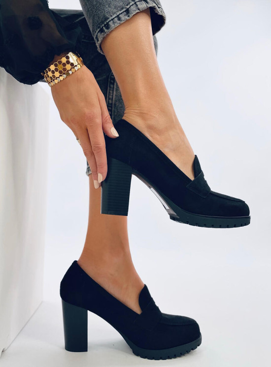 Černé dámské mokasíny na podpatku