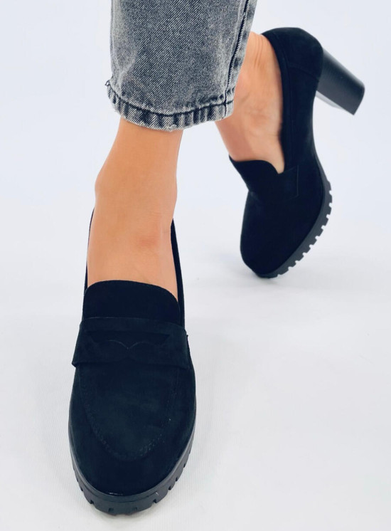 Černé dámské mokasíny na podpatku