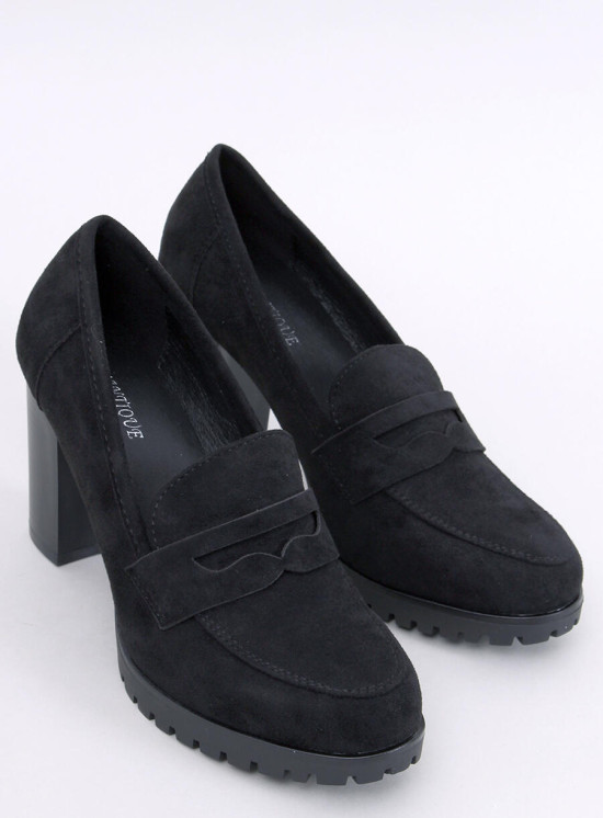 Černé dámské mokasíny na podpatku