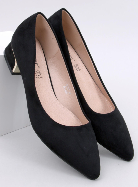 Semišové lodičky na nízkém podpatku černé