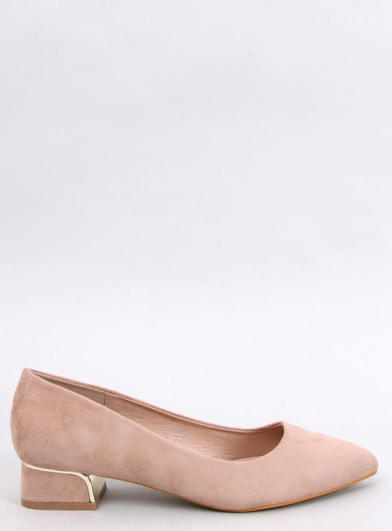 Semišové lodičky na nízkém podpatku béžové