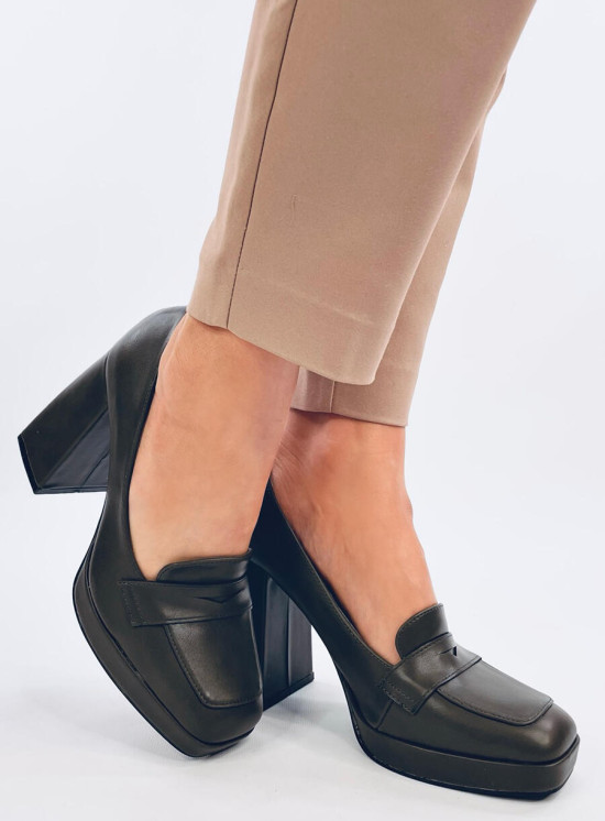 Elegantní lodičky na podpatku tmavě zelené