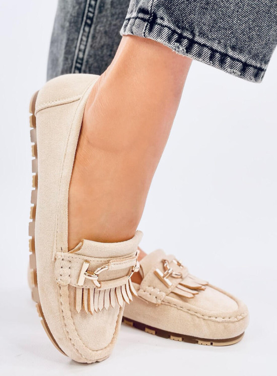 Světle béžové semišové mokasíny