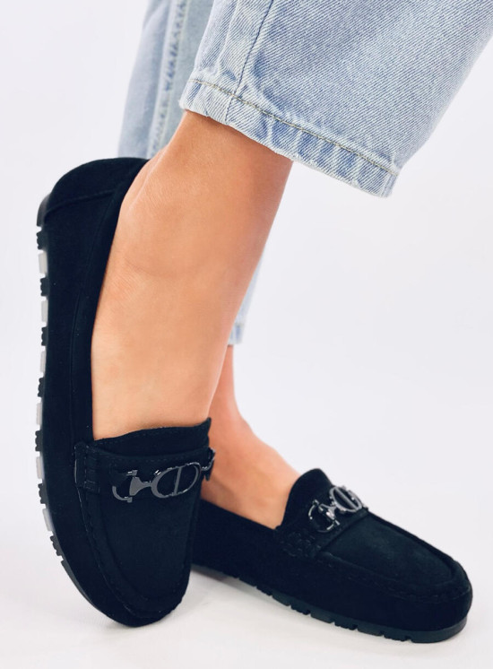 Černé dámské mokasíny z ekosemiše
