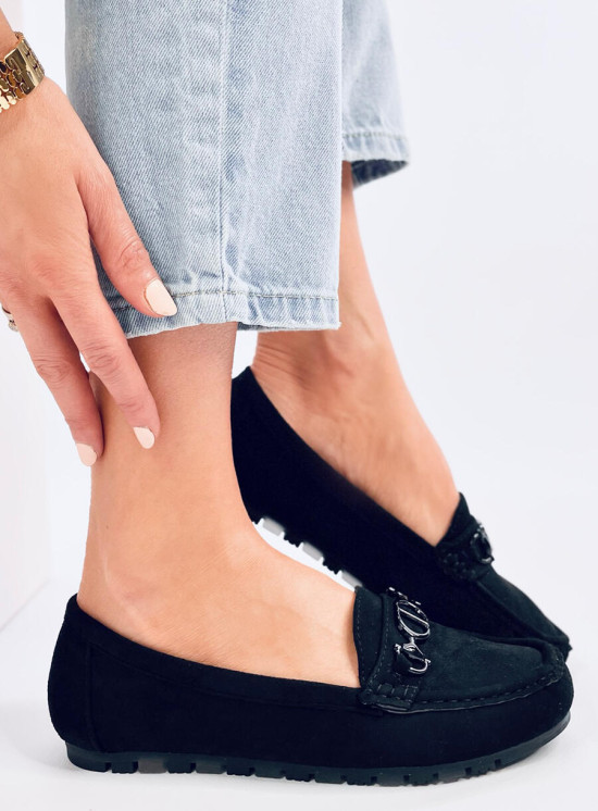 Černé dámské mokasíny z ekosemiše