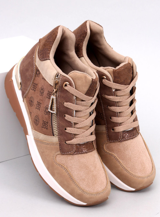 Hnědé tenisky na podpatku se vzorem