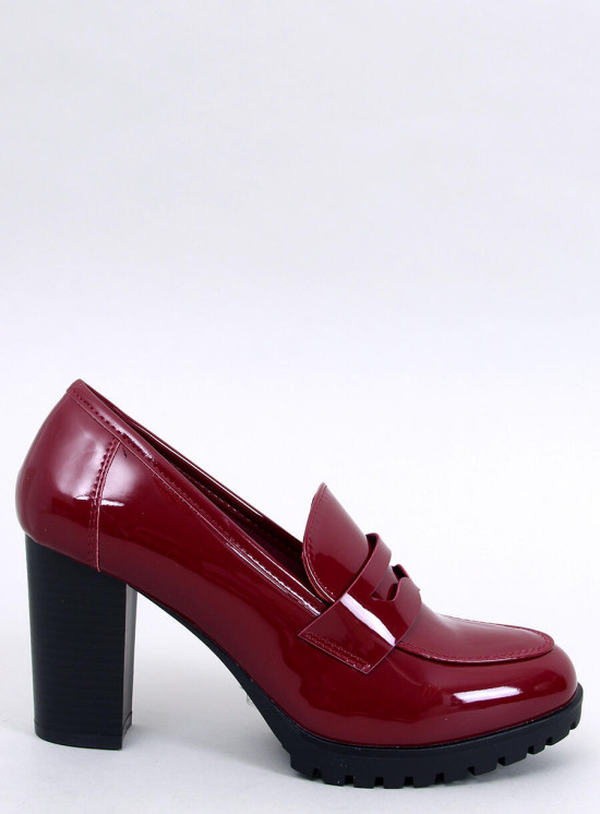 Dámské lodičky/mokasíny na podpatku vínově červené