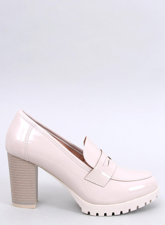 Dámské lodičky/mokasíny na podpatku béžové