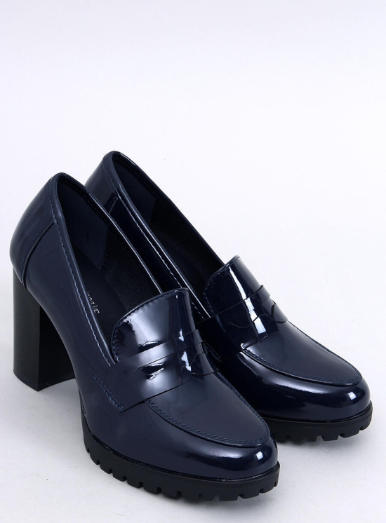 Dámské lodičky/mokasíny na podpatku tmavě modré