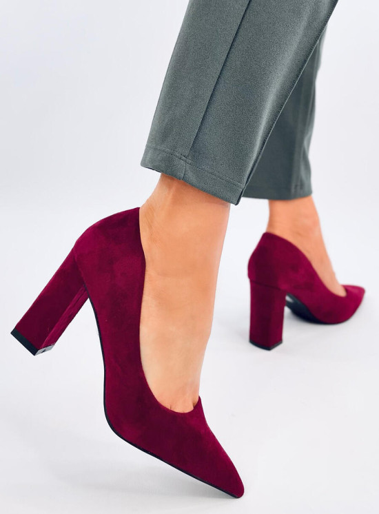 Semišové lodičky vínově červené