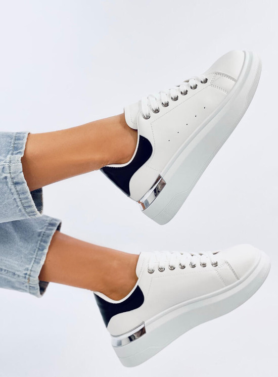 Tenisky se stříbrným detailem bílá/černá