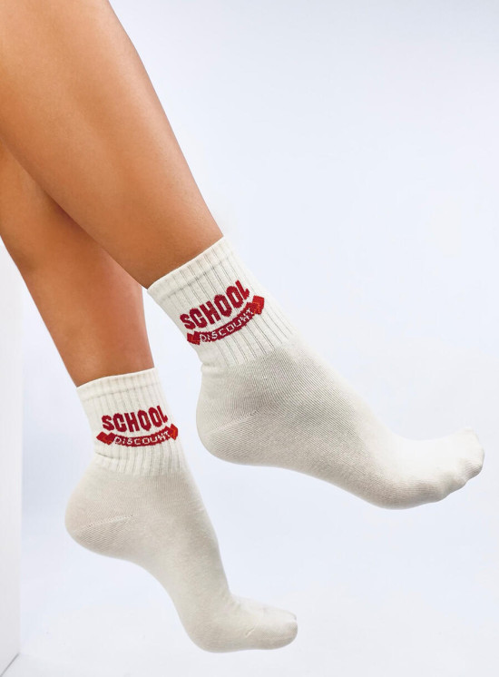 Béžové bavlněné ponožky SCHOOL