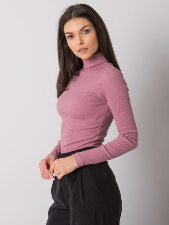 Starorůžový pruhovaný dámský rolák