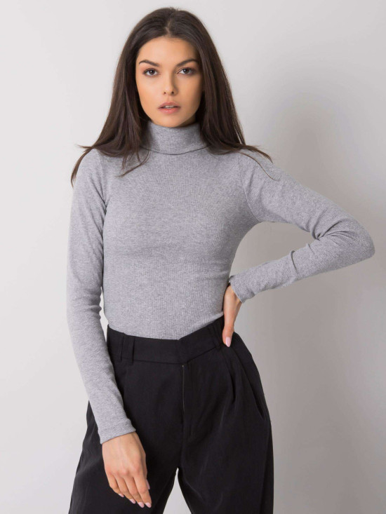 Dámský pruhovaný rolák v šedém melírovaném provedení