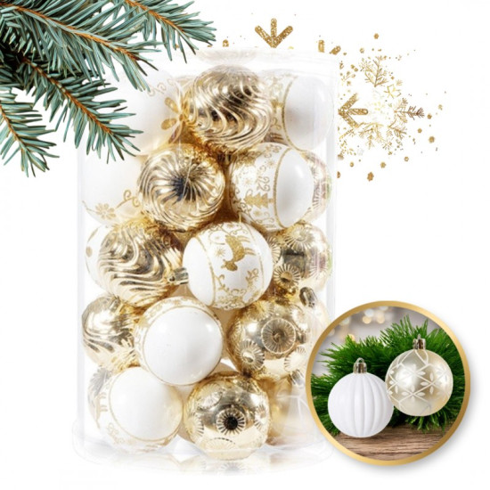 Vánoční ozdoby bílá/zlatá 34 ks