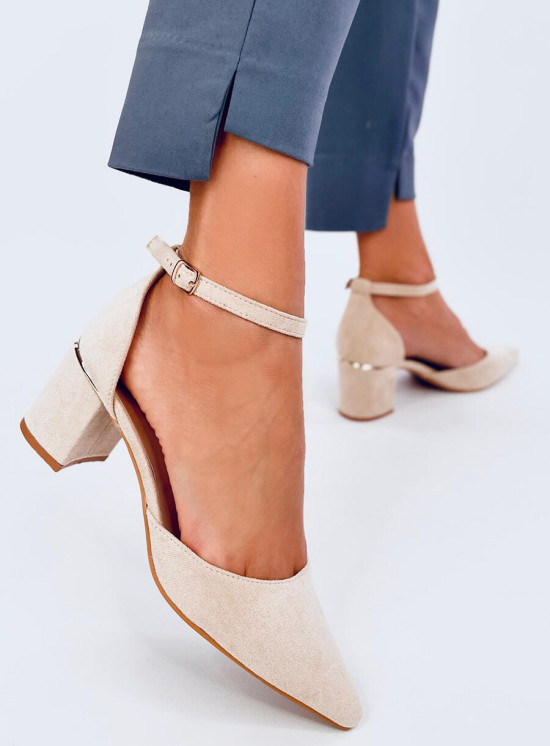 Elegantní nízké semišové lodičky béžové