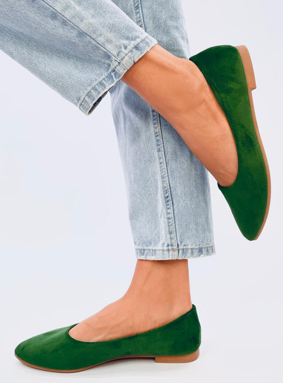 Tmavě zelené balerínky s koženou stélkou