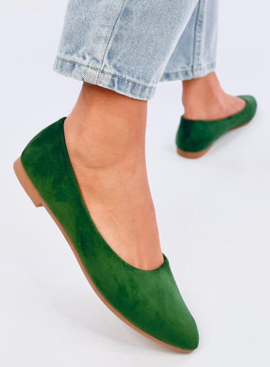 Tmavě zelené balerínky s koženou stélkou