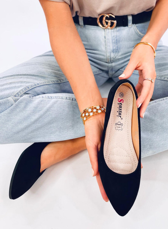 Černé balerínky s koženou stélkou