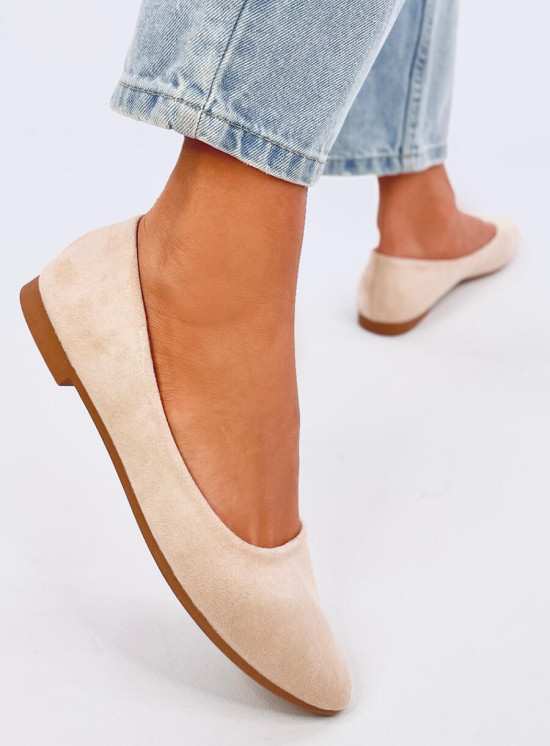 Béžové balerínky s koženou stélkou