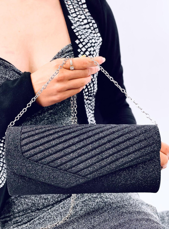 Černá lesklá formální kabelka