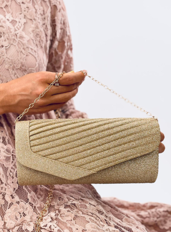 Zlatá lesklá formální kabelka