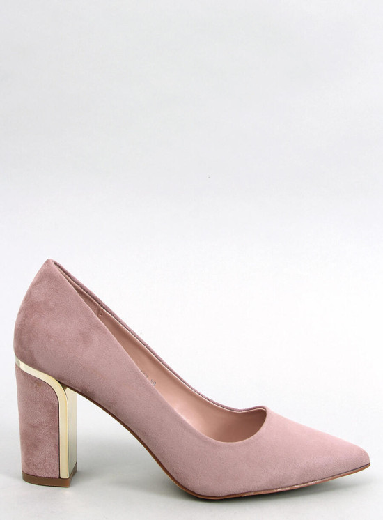 Béžové semišové lodičky se zlatým detailem