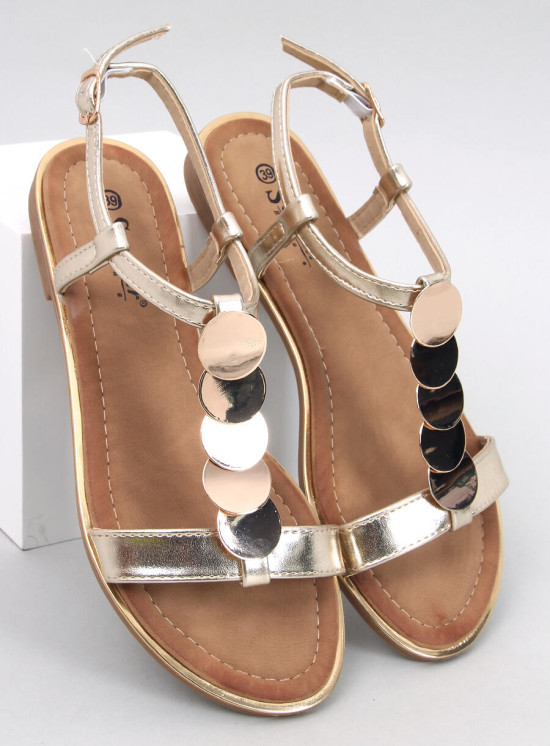 Sandály se zlatou aplikací metalické